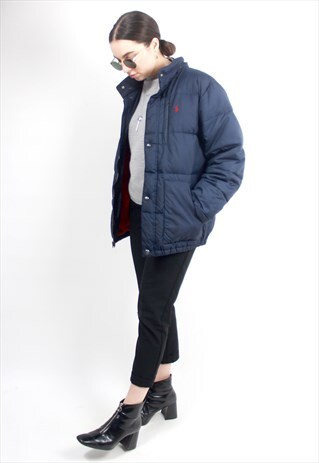 90'S NAVY RETRO DOWN PUFFER JACKET