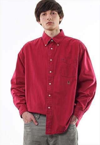 VINTAGE TOMMY HILFIGER 90S RED LONG SLEEVE