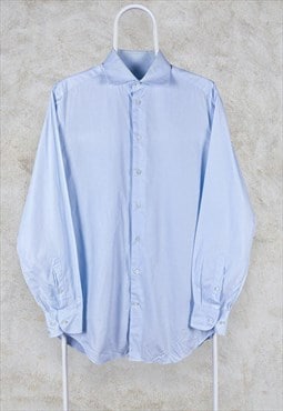 Armani Collezioni Shirt Blue Long Sleeve Men's Medium 