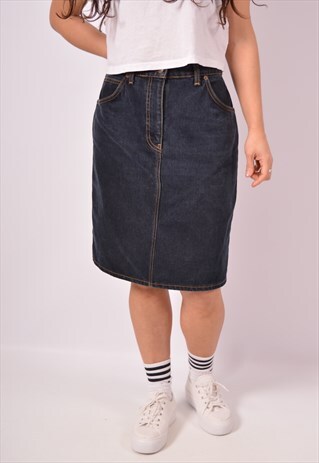 VINTAGE VALENTINO DENIM SKIRT NAVY BLUE