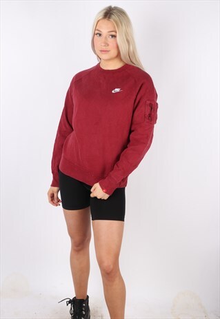 VINTAGE NIKE SWEATSHIRT JUMPER MAROON SWOOSH Y2K S/M 8 10