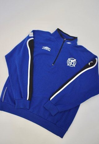 VINTAGE 90S UMBRO BLUE ZIP UP SWEATSHIRT