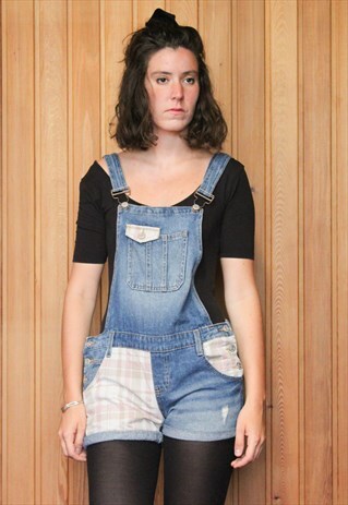 VINTAGE BLUE SHORT DENIM DUNGAREES