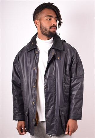 MENS VINTAGE WAXED COTTON JACKET XL BROWN 90S