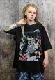 PARTY PRINT T-SHIRT RAVER TEE CLUBBING TOP IN VINTAGE BLACK