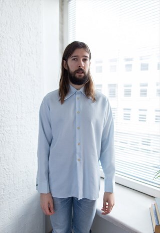 VINTAGE 60'S LIGHT BLUE TEXTURED SHIRT