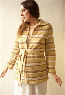 Vintage 1970's Bohemian Striped Knitted Wrap Cardigan