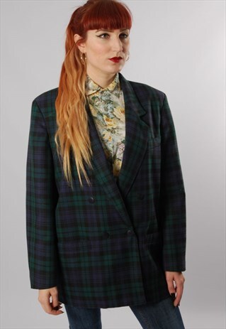 VINTAGE 80S CHECKED OVERSIZE BLAZER