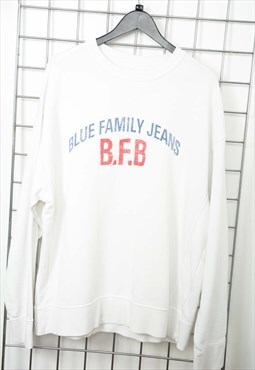 Vintage 90s Sweatshirt Blue Family Jeans White Size XL