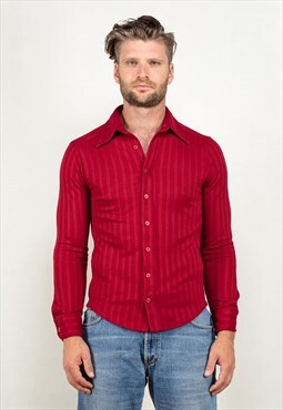 Vintage 00's Long Sleeve Stretchy Shirt in Red