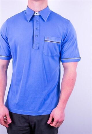 VINTAGE FARAH POLO SHIRT IN BLUE MEDIUM