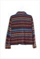 VINTAGE COLOURFUL STRIPED RELAXED FIT FLEECE SHIRT JACKET