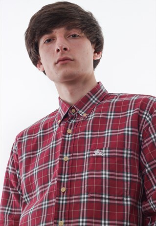 VINTAGE BURBERRYS 90S RED LONG SLEEVE NOVA CHECK