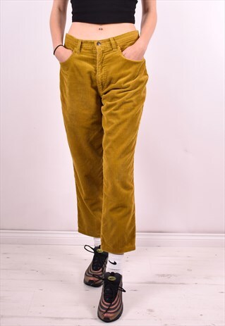 MOSCHINO WOMENS VINTAGE CORDUROY TROUSERS W32 L26 GREEN 90'S