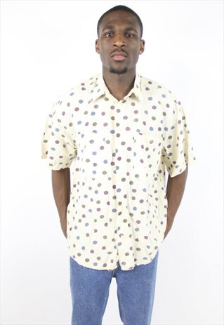 VINTAGE SPOT PATTERNED CREAM SHIRT