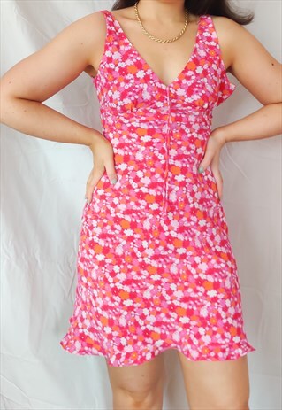 pink and orange floral dress