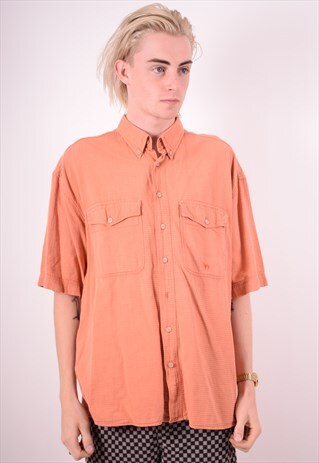CAMEL MENS VINTAGE SHIRT LARGE ORANGE 90S