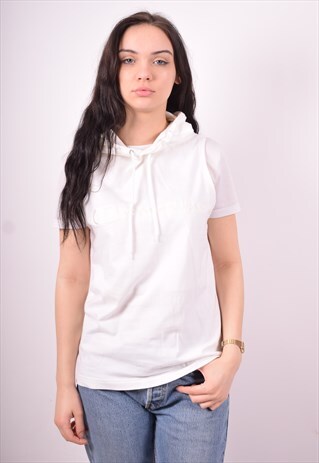 CHAMPION WOMENS VINTAGE HOODIE JACKET SMALL WHITE 90'S