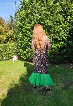 Mariella Sculpt Leopard Print Jersey & Green Tulle Skirt