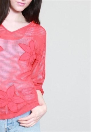 VINTAGE 1970'S ORANGE CROCHET BEACH TOP