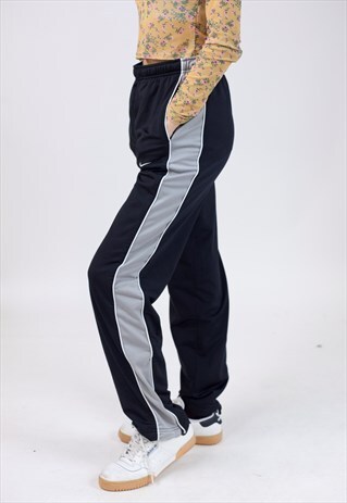 VINTAGE 90S NIKE BLACK AND GREY TRACKSUIT BOTTOMS