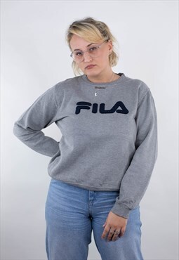 Vintage Fila spellout logo sweatshirt jumper pullover
