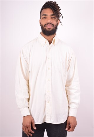 REPLAY MENS VINTAGE CORDUROY SHIRT LARGE WHITE 90S