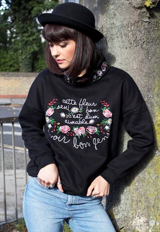 HIGH NECK EMBROIDERED SWEATSHIRT