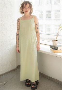Vintage 80's Pastel Green Beaded Maxi Dress