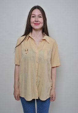 Minimalist blouse, vintage relaxed button up shirt