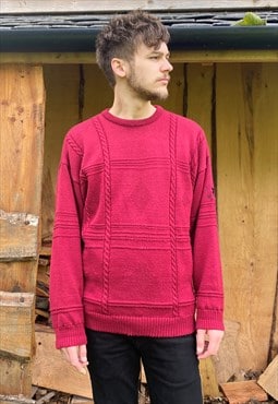 90s Thermal Lined Red Knitwear Jumper 
