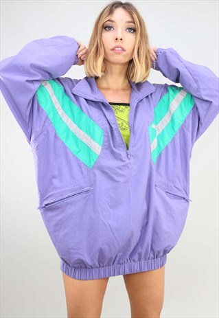 VINTAGE 1/4 ZIP OVERSIZED FESTIVAL SHELL WINDBREAKER JACKET