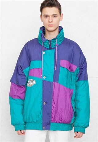VINTAGE GREEN PURPLE SNOW-DRIFT JACKET COAT