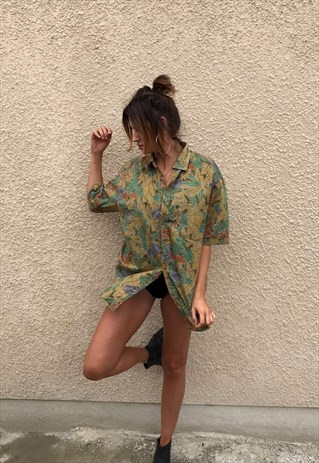 PATTERNED OVERSIZED RETRO VINTAGE UNISEX FESTIVAL SHIRT