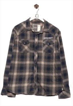 Vintge  bruzer Flannel Shirt Checkered Pattern Grey/Checkere