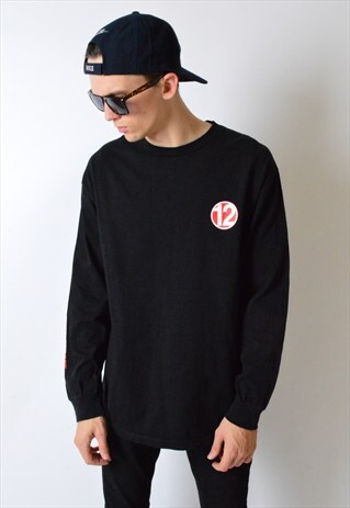 BLACK MINIMALIST OCEANS TWELVE LONG SLEEVE TOP