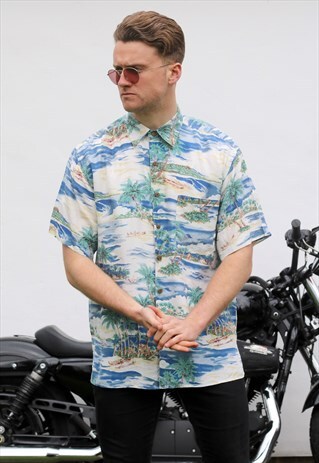 SILK ICON USA VINTAGE DESERTED ISLAND SILK 90S SHIRT