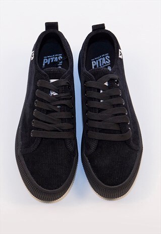 CHUNKY BLACK CORDUROY SKATE SHOES BY WALK IN PITAS