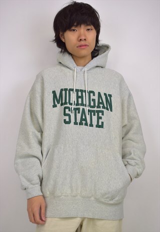 VINTAGE 90S LEE 'MICHIGAN STATE' GREY HOODIE