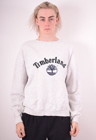 TIMBERLAND MENS VINTAGE SWEATSHIRT JUMPER LARGE GREY 90S
