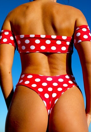 RED POLKA DOT HIGH RISE THONG PEAKINI BOTTOMS