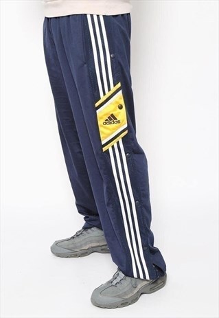 VINTAGE ADIDAS LOGO TRACK BOTTOMS POPPERS BLUE