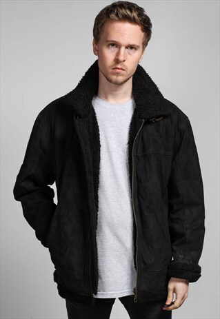 VINTAGE SUEDE AVIATOR SHERPA JACKET