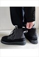 SUEDE TOE FLAT SOLE BOOTS SHAPE ANKLE SHOES IN BLACK