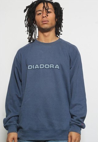 VINTAGE DIADORA LOGO SWEATSHIRT BLUE