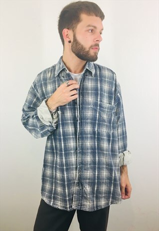 VINTAGE CHECK PATTERN CORD CORDUROY SHIRT