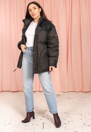 VINTAGE 90S OVERSIZED PUFFER JACKET IN BROWN & BLACK