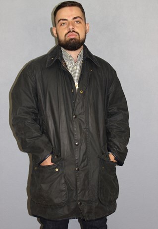 VINTAGE BARBOUR BORDER WAXED JACKET SIZE C42/107 CM