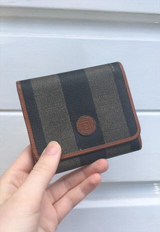 UNISEX VINTAGE 80S FENDI WALLET PURSE STRIPY MONOGRAM PRINT