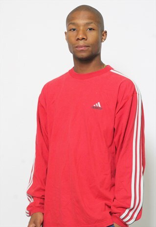 VINTAGE ADIDAS LOGO LONG SLEEVE T-SHIRT RED